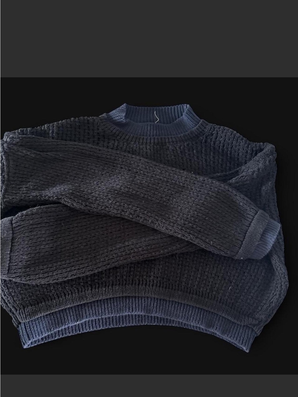 silence + noise Dark Navy Textured Crewneck Sweater